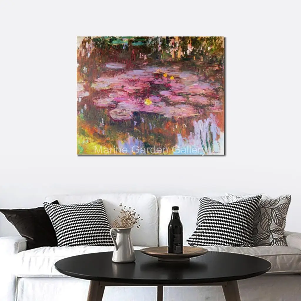 Handmade Claude Monet Canvas Masterpiece Water Lilies Contemporary Seascape Painting Modern Home Decor High Quality