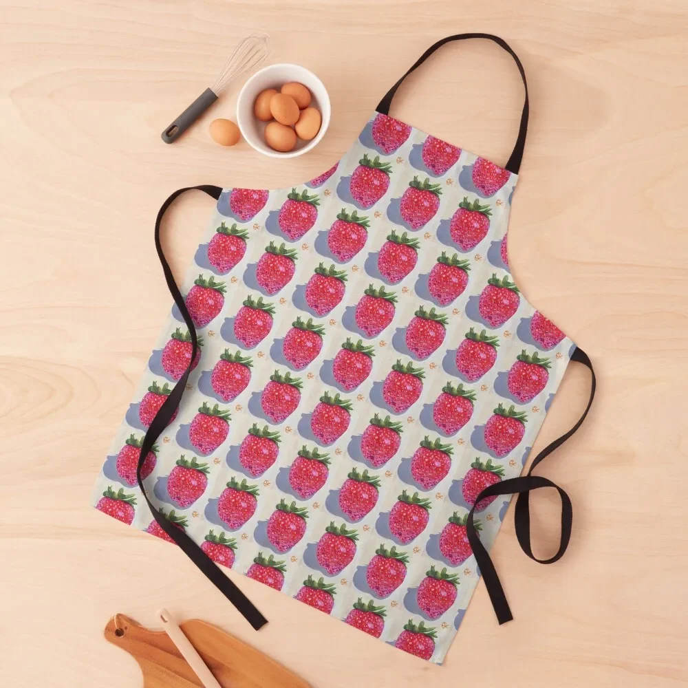 

Tiny Strawberry Painting Apron custom women's kitchen Women Kitchen nail tech supplies Apron