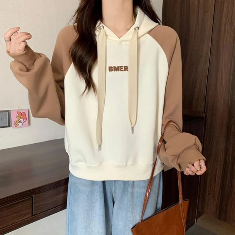 

Autumn Women Casual Letter Print Oversized Hoodies Long Sleeve Hooded Sweatshirt Harajuku multicolor Top Pullover y2k Streetwear