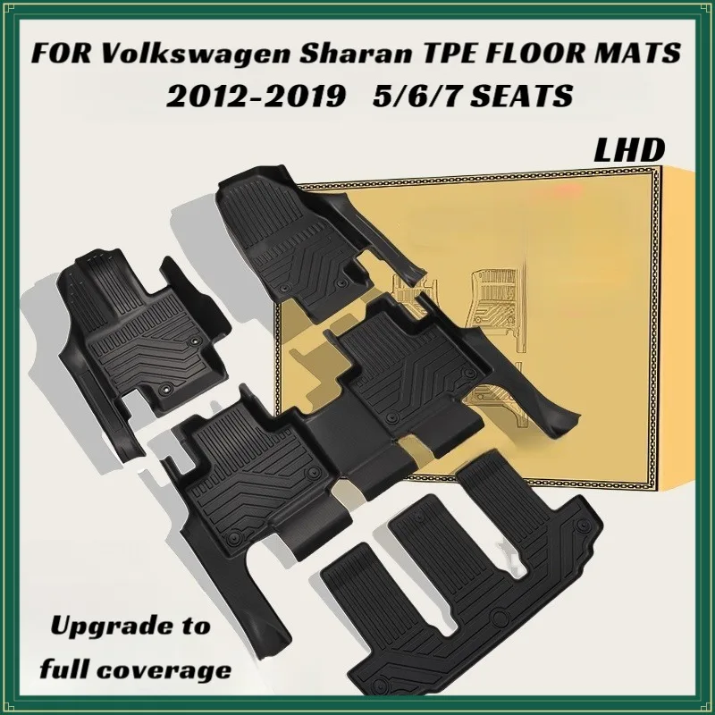 TPE Floor Mats For Volkswagen Sharan LHD 5/6/7 Seats 2012-2019 Waterproof Anti-Slip Custom Fit All-Weather Full Coverage