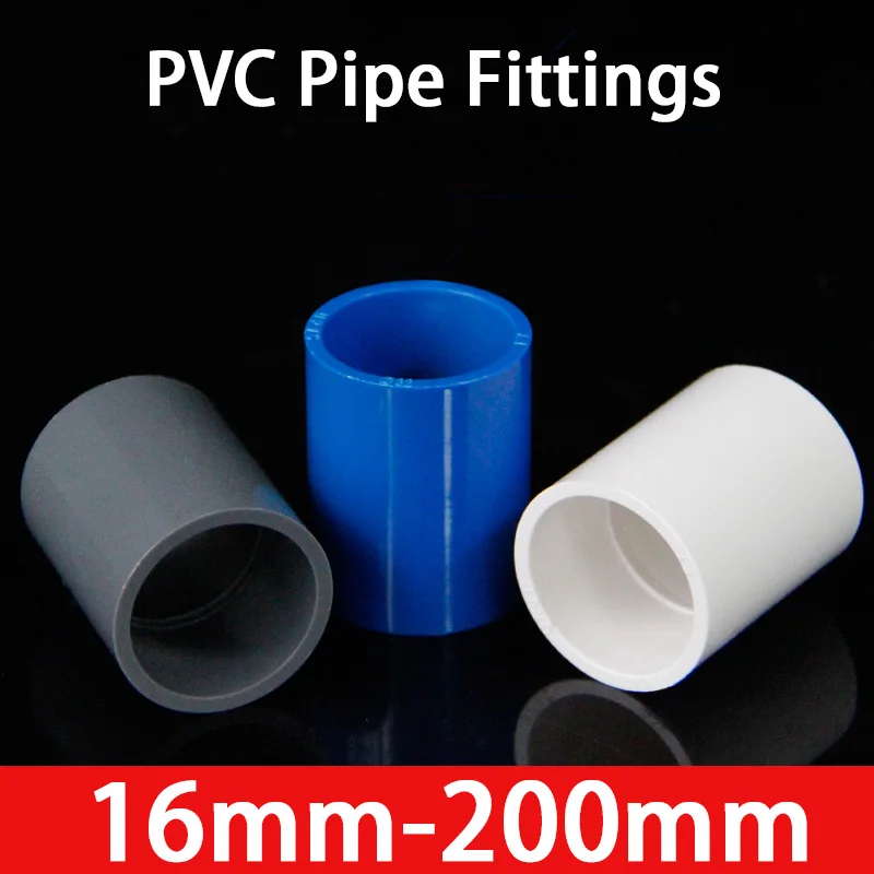 

ID16~200mm PVC Pipe Fitting Straight Connector White Grey Blue Irrigation System Hydroponic Planting Frame Plastic Socket Joint