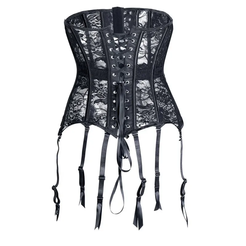 Porte-jarretelles en dentelle respirante pour femme, corset, bustier, taille haute, sexy, porte-jarretelles, également lingerie, grande taille