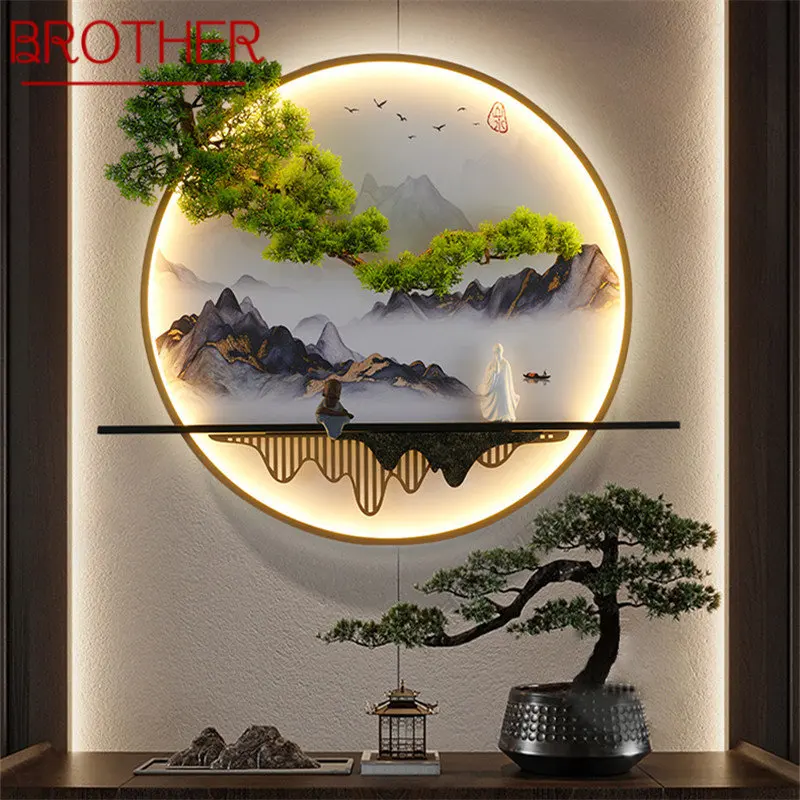 

BROTHER Modern Wall Picture Light Inside Creative Chinese Landscape Mural Sconces Lamp LED for Home Living Bedroom Study