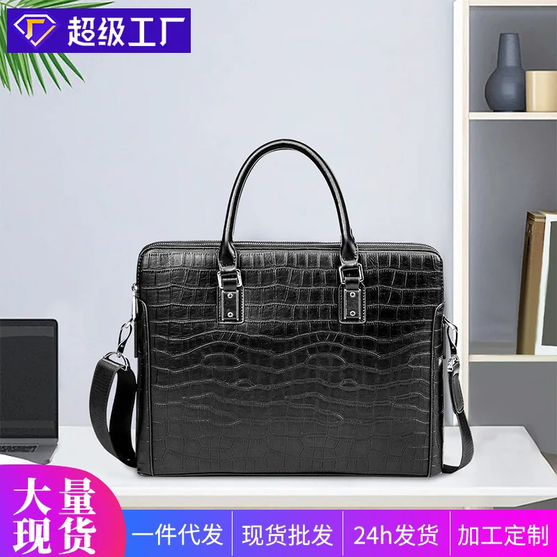 Genuine Leather Simple Business Briefcase Large Capacity Top Layer Cowhide Laptop Luxury Bag Versatile Men's Handbag Brief Case