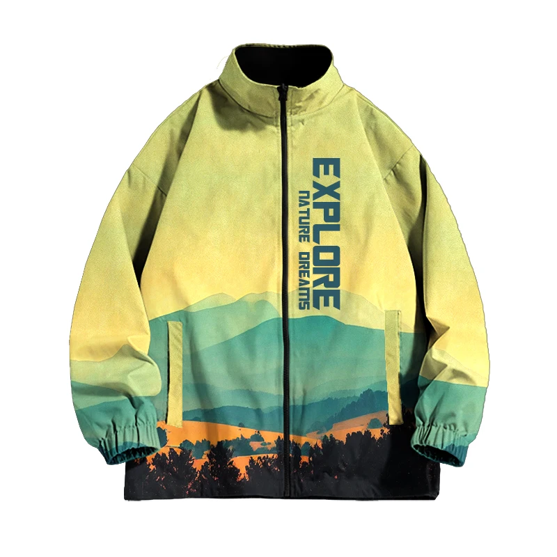 

Trendy Cam Lacape Jaet for Men Youth Autumn Spring Winter Casual Loose Fit Polyester Fiber Stand Collar Jaet