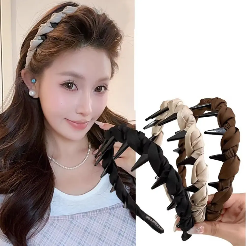 Wave Pattern Wrapped Hair Hoop Comfortable Adjustable Women's Satin Hairband Elegant Fabric Headband Toothed Headband Wash Face