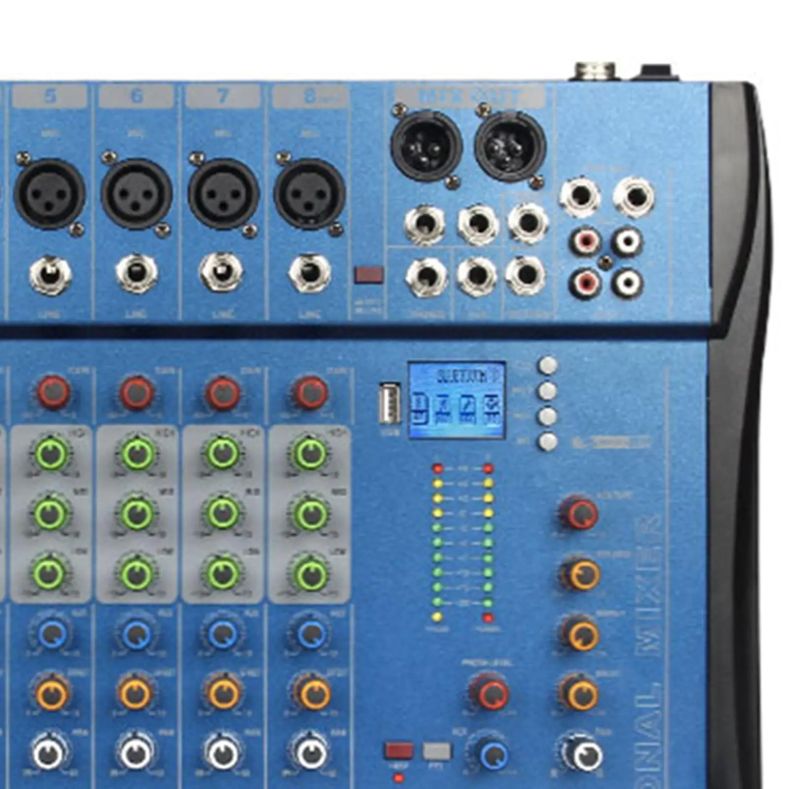 8 Channel Mixer Sound Mixing EU Adapter Durable for Live Studio Stereo 16x13.4x1.5inch Stable Professional