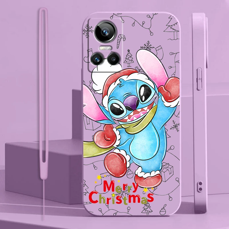 Christmas Anime Stitch For OPPO Realme GT Neo 3 2 Master 8 9 Narzo 50A 50i Reno 7 Silicone Soft Liquid Rope Phone Case Cover