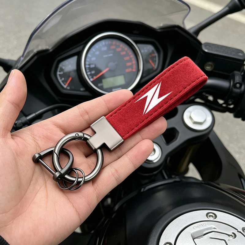 Deluxe Suede KeyChain Horseshoe Buckle Motorcycle KeyRing For Kawasaki Z250 SL Z300 Z400 Z500 Z750 Z800 Z650 Z900 SE RS Z1000 SX