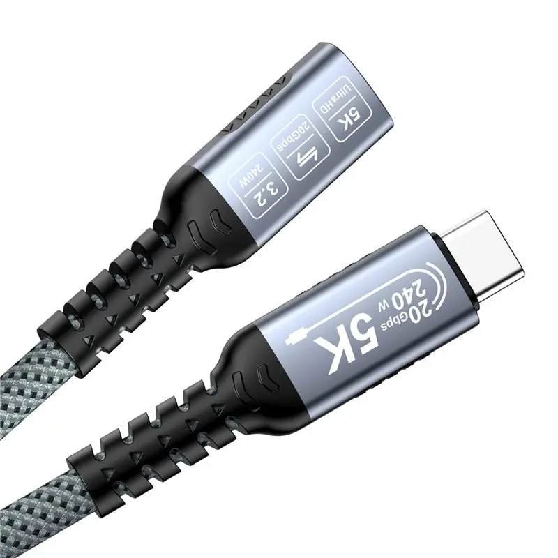 X64A-Type-C USB-C Male To Female Extension Cable 240W 20Gbps High-Speed Data Transmission Transfer For Laptop Chargers