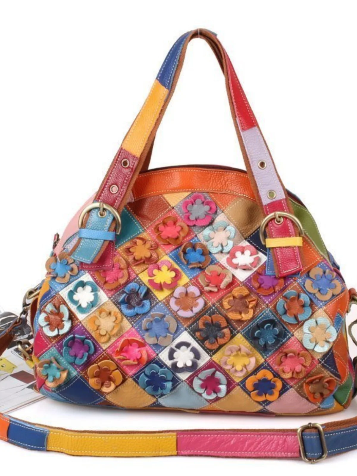 

2023 New Fashion Leather Cowhide Bag Women's Handbag Shoulder Bag Travel Large Capacity Trendy Color Block Design Casual Style
