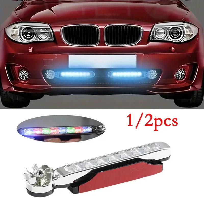 1/2 szt. Samochodowe światło LED zasilane wiatrem 8 LED DRL Światło do jazdy dziennej Oświetlenie pomocnicze Obrotowa lampa wentylatora Samochodowy reflektor dzienny