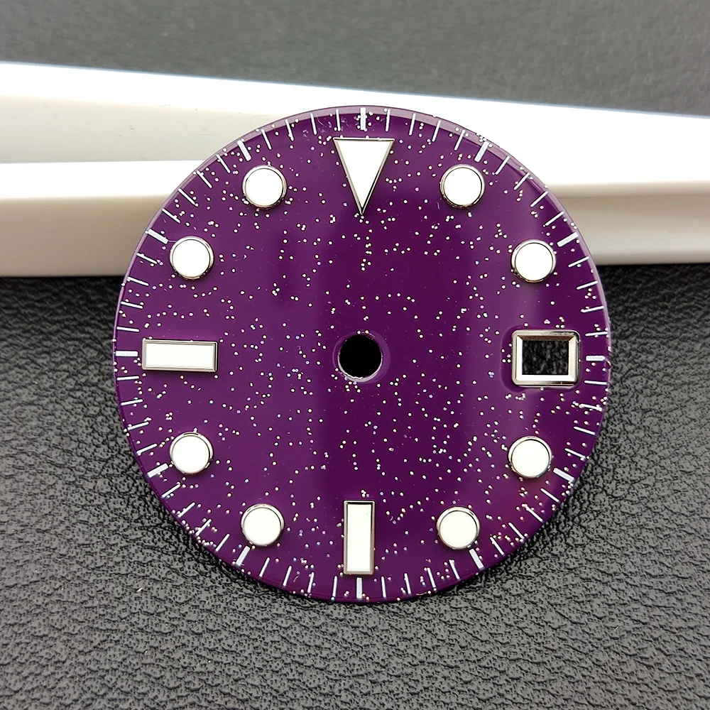 28.5mm NH35 dial Deep Purple Starry Sky Style dial fit NH35 Movement Watch accessories watch face Blue luminous NH35 dial