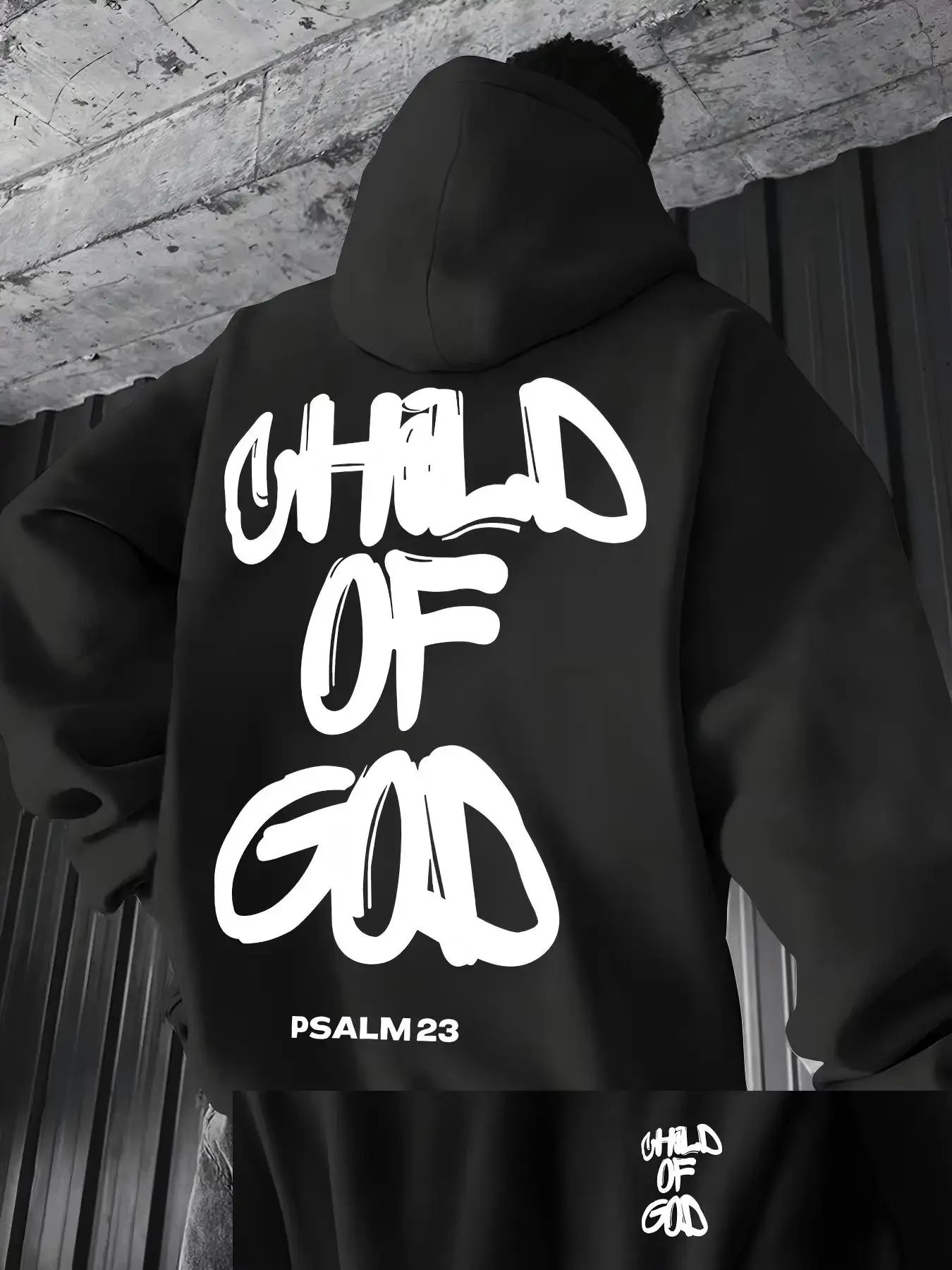 2026 Child of God Psalm 23 Print Oversized Christian Streetwear Sweatshirt Casual Long Sleeve Men's Casual Hoodie Outdoor Wear