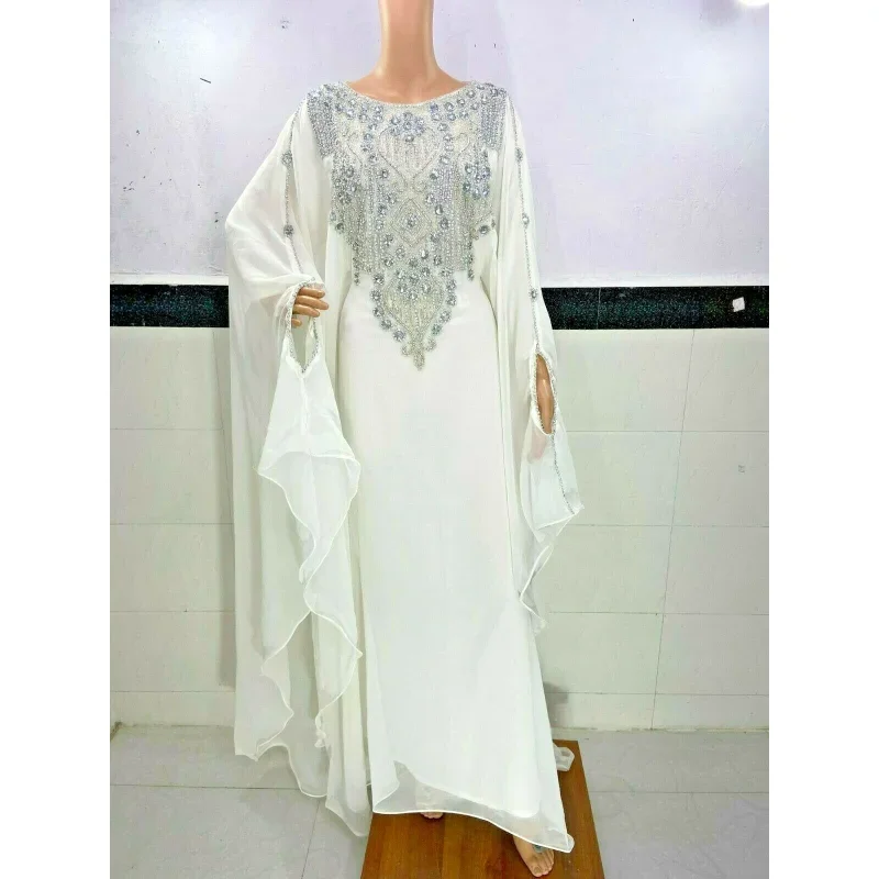 

Kaftans Dubai Arab Morocco White Dress Fancy Long Dress Embroidered Caftan