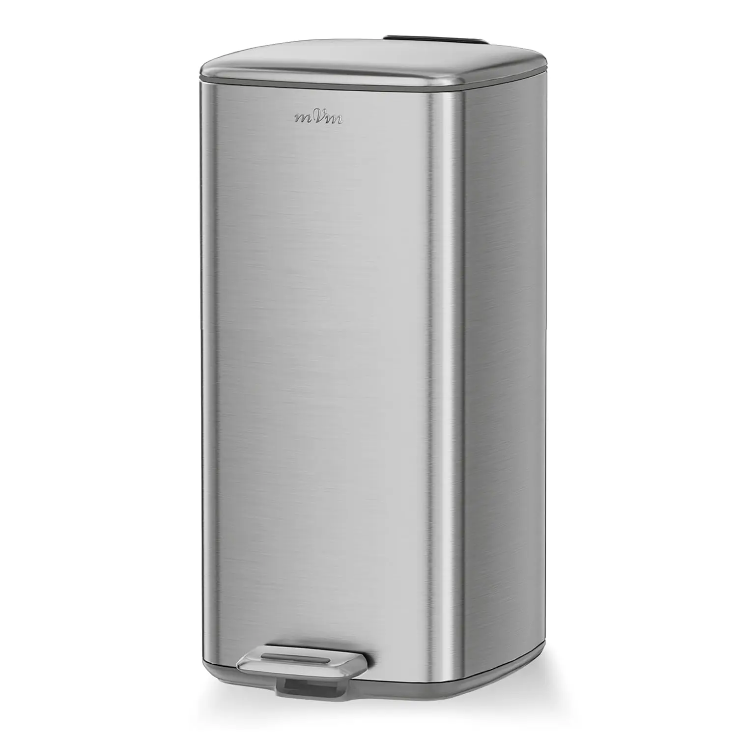 

8 Gal Step Trash Can with Lid Smooth Square Garbage Bin Kitchen Home Office Tin Custom