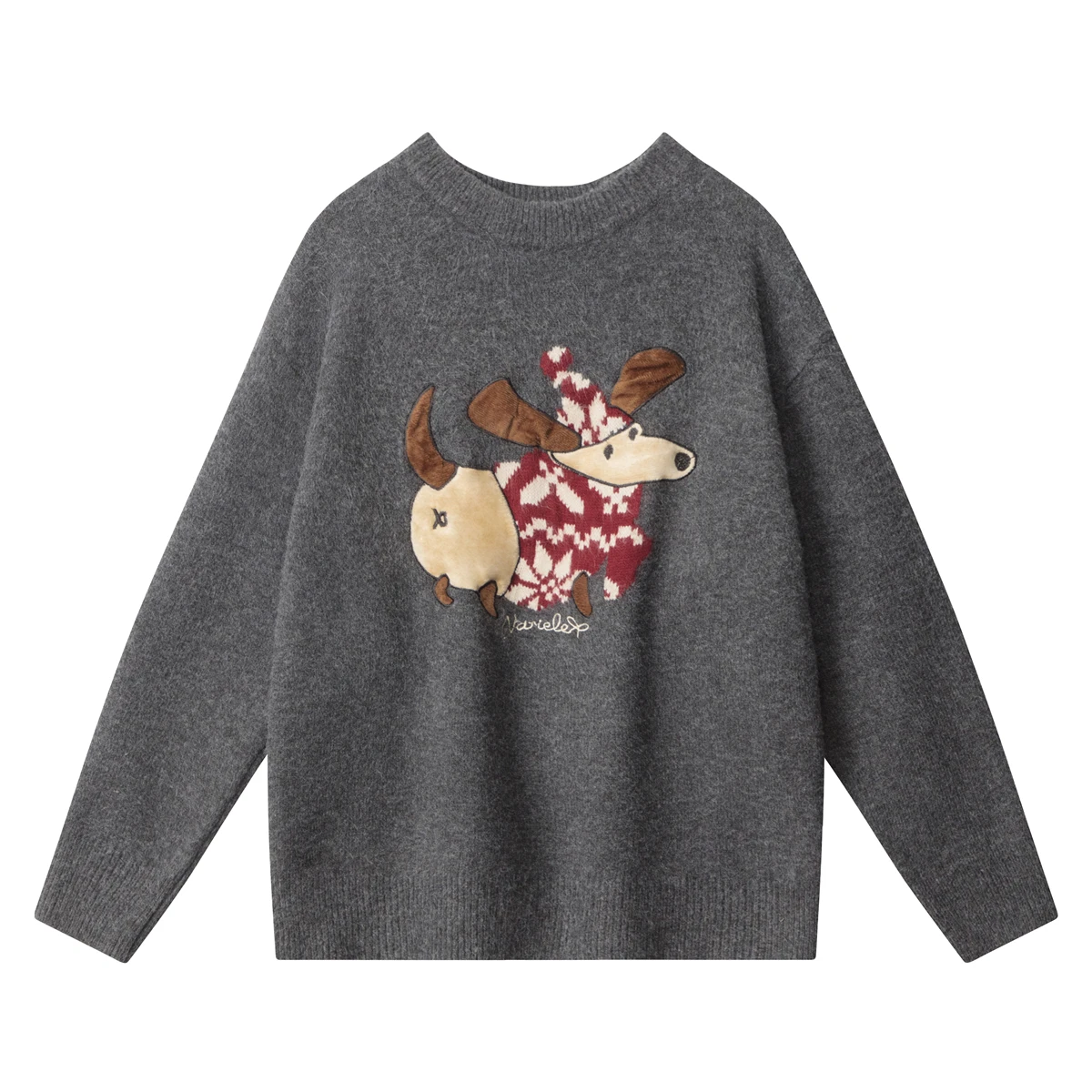 Maglione lavorato a maglia con motivo cervo retrò americano da donna rotondo Ne Long Sve vestibilità ampia invernale Faion Street Sle coppia Clo...