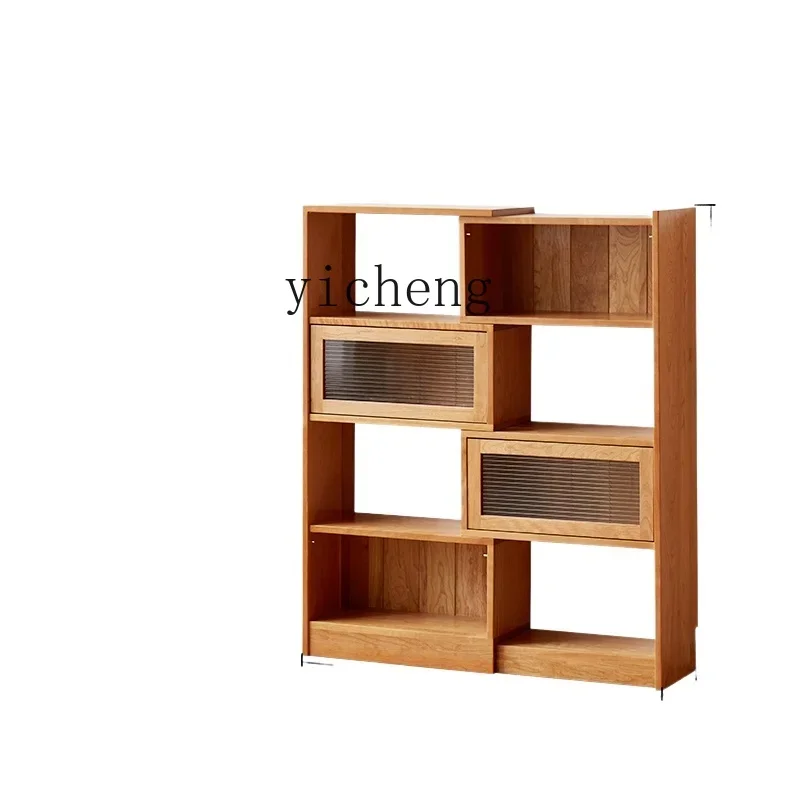 

ZZ solid wood retractable bookcase cherry wood living room free combination bookshelf storage display cabinet