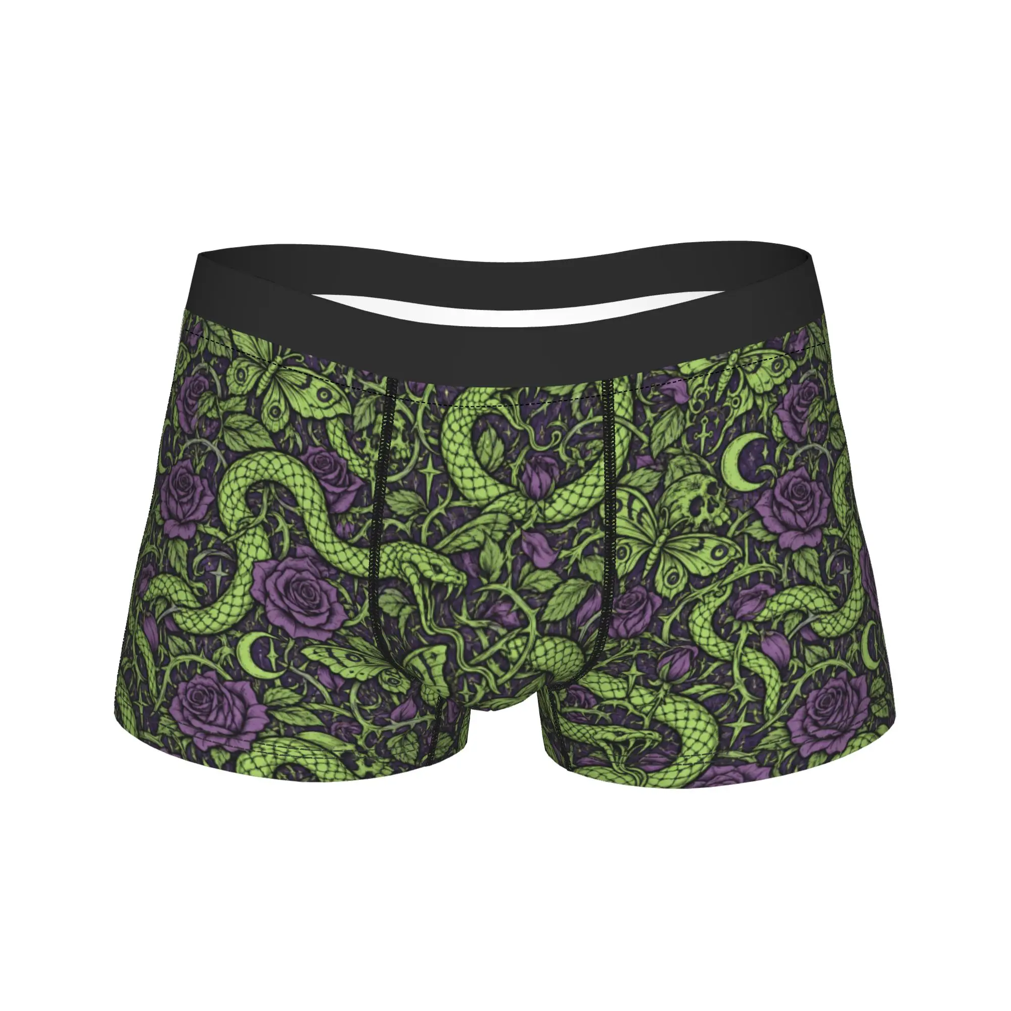 Fun Gothic Snake Rose Butterfly Print Underwear Men Panties Printing Comfortable Boxer Shorts High Quality Boxer Brief Plus Size