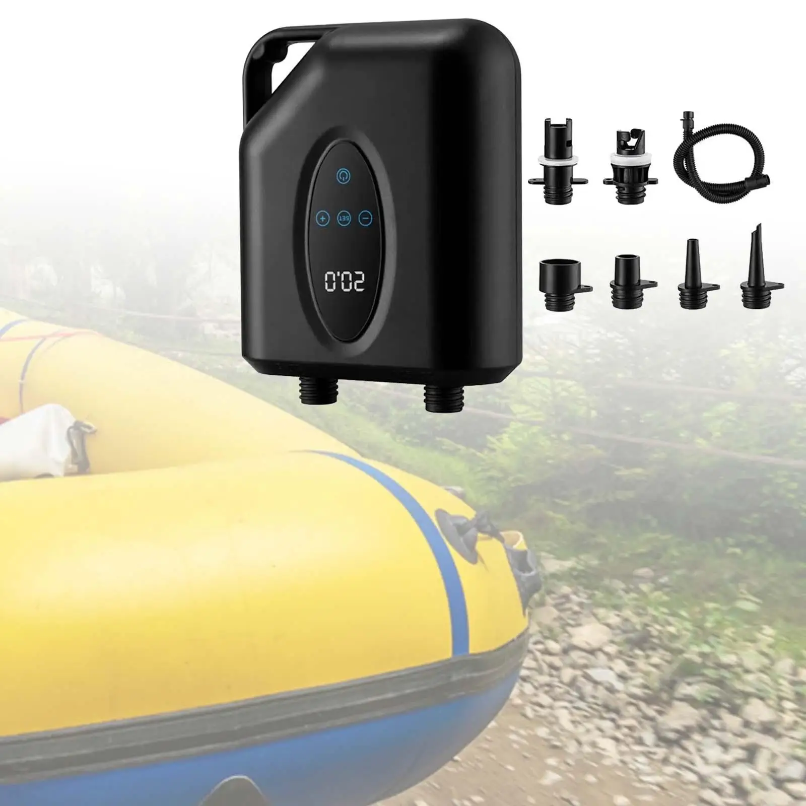 

Electric Air Pump Inflate and Deflate Air Pump with Light Multifunction Portable High Power with Nozzles for Inflatable Pools