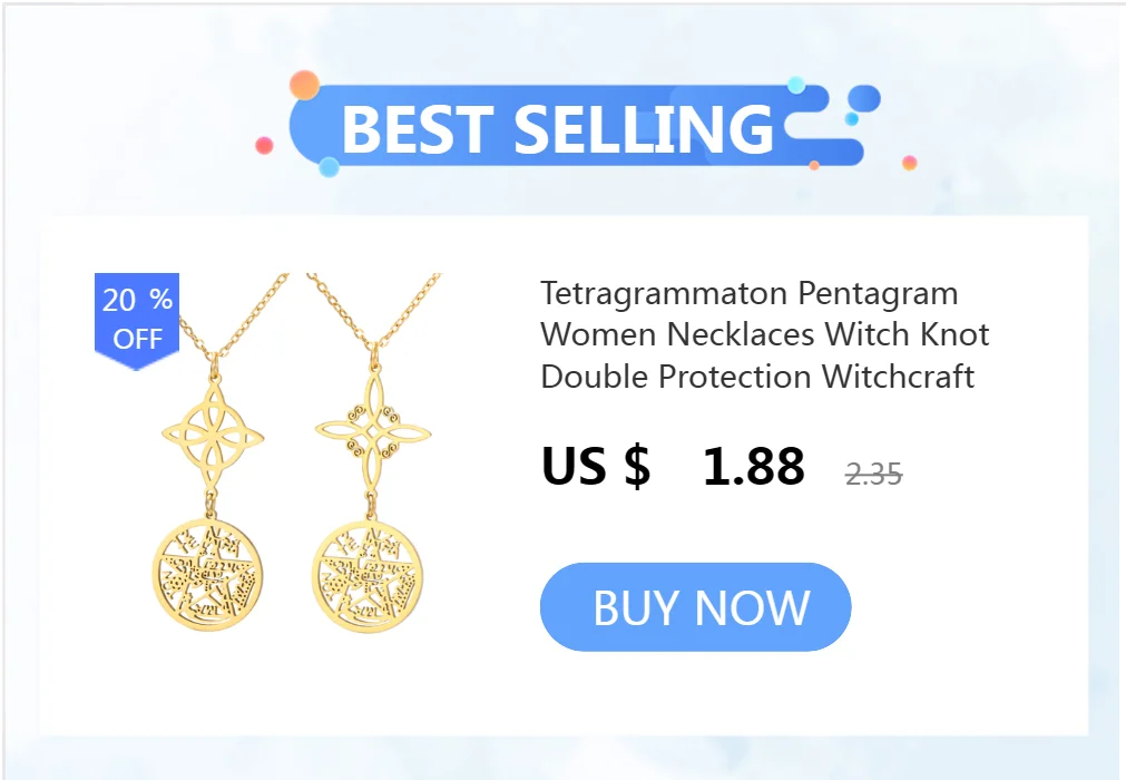 Dawapara Witch Knot and Metatron Pendant Necklace Wicca Good Luck Protection Talisman Stainless Steel Mystical Spiritual Jewelry