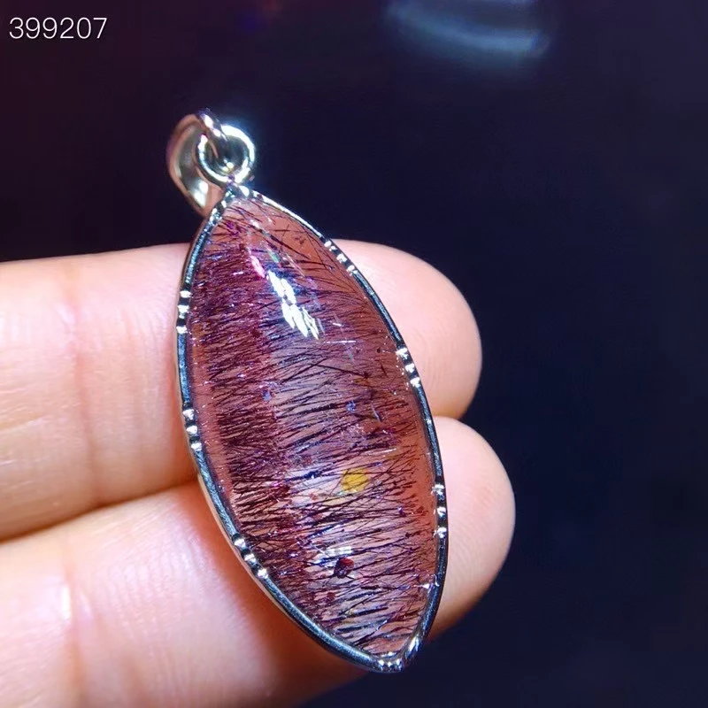 Natural Red Super Seven 7 Red Rutilated Quartz Pendant Brazil Super Seven 26/11.7mm Necklace AAAAA