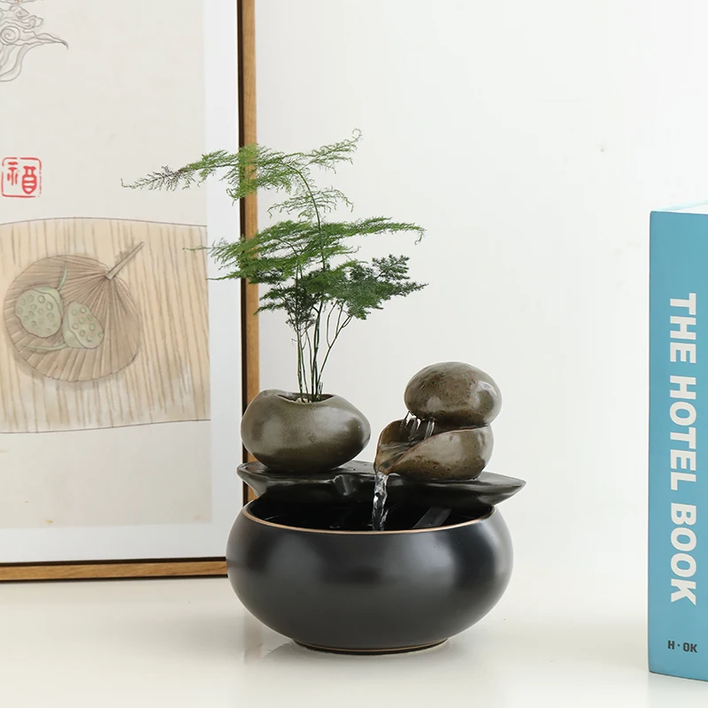 

Zhaocai Flowing Water Decoration, Circulating Water Living Room, Office Area, Desktop, Mini Entrance Decoration, Humidification,