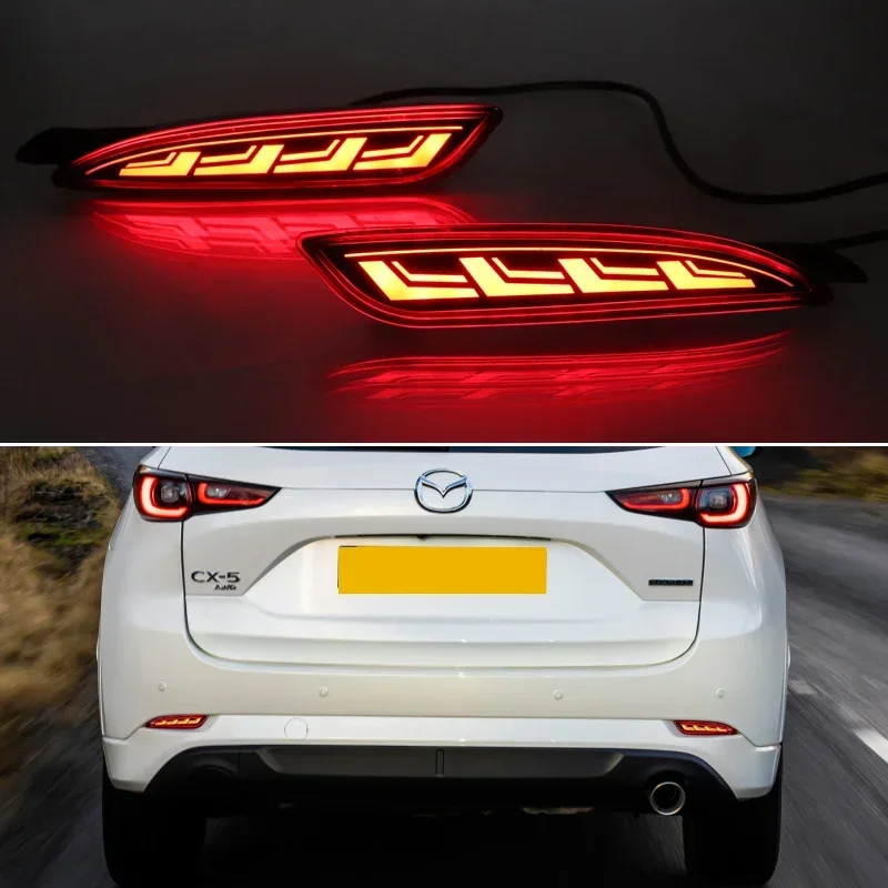 Car LED Rear Reflector For Mazda 3 2019 2020 2021 Sedan 3-in-1 Functions Sequence Signal Indicator Tail Light Bumper Brake Lamps