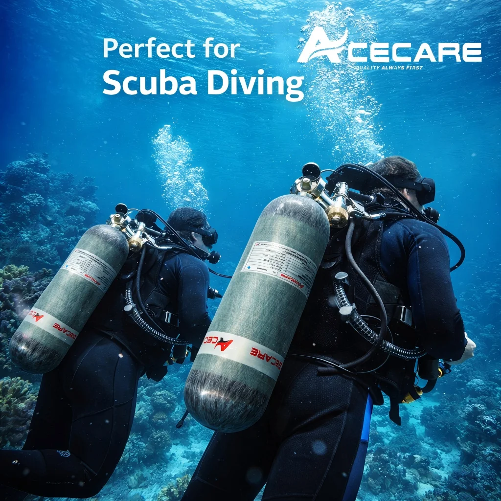 ACECARE 9L CE Carbon Fiber Cylinder HPA Tank 4500Psi 300Bar Diving Bottle Fill Station Valve Charging Regulator Valve M18*1.5 view 5