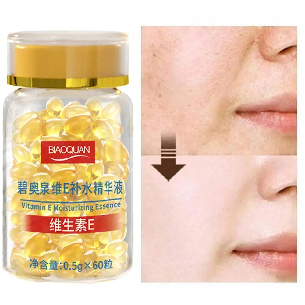 Vitamin E Soft Capsules Serum Hydrating Essence Removal Spot Whitening Moisturizing Acne Freckle Treatment Capsules 60pcs/bottle