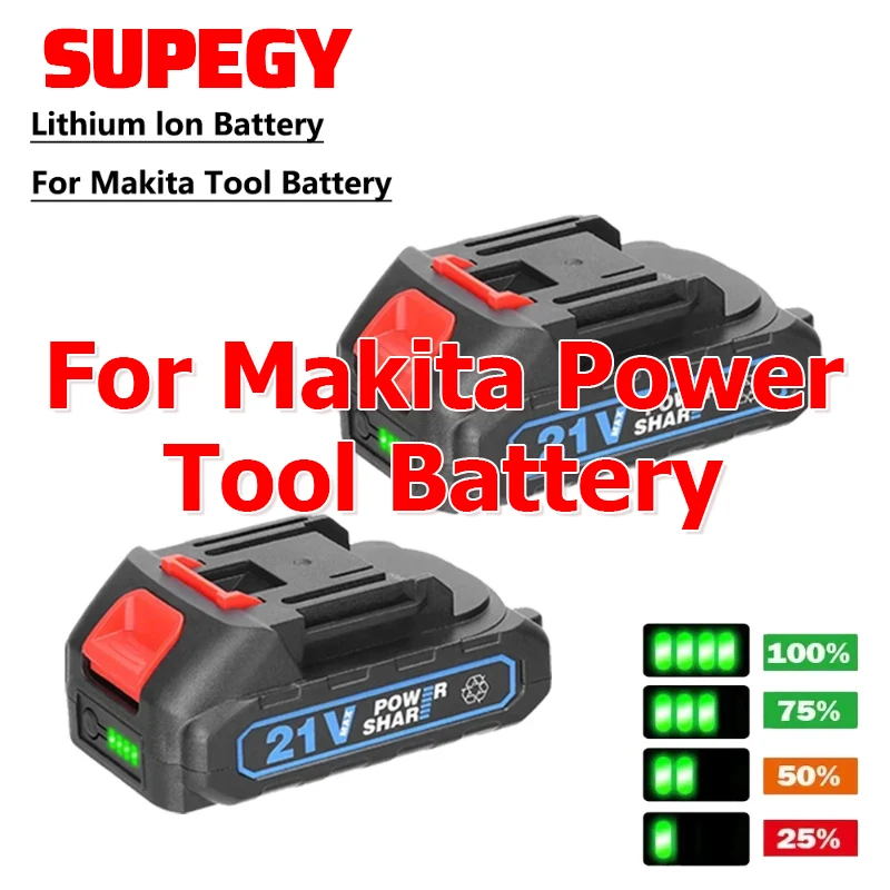 21V High Capacity Rechargeable Lithium Ion Battery with Indicator for Makita Electric Wrench Saw Drill Tool Replacement Battery