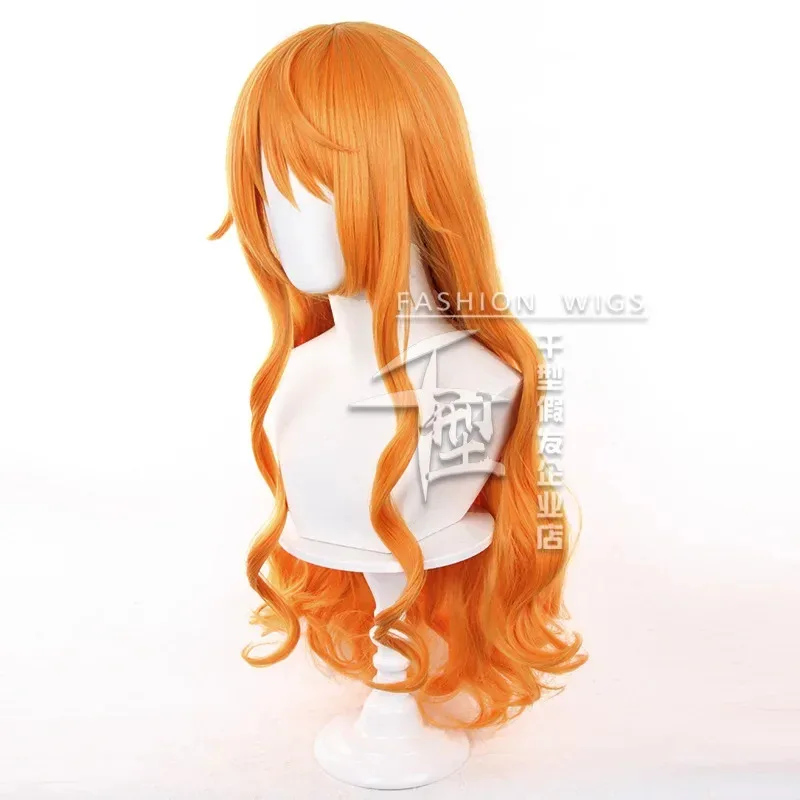 

2025 aaa Аниме 1 шт. Парик для косплея Длинные оранжевые вьющиеся парики Нами Термостойкие синтетические волосы Хэллоуин + Кепка