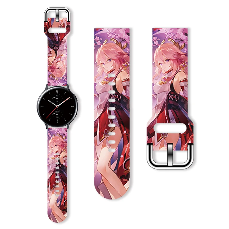 

20mm Strap for Samsung Galaxy Watch 4 40mm 44mm 4Classic 42mm 46mm Silicone Printed Band Replaceable Bracelet 22mm for 5Pro 45mm