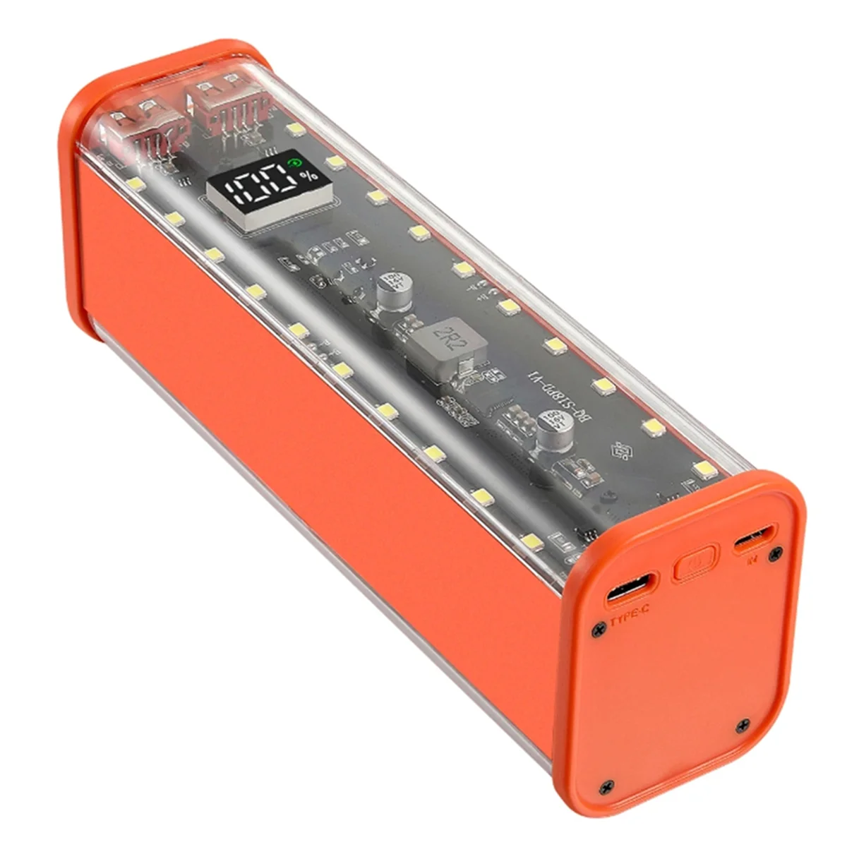 T85C 8 Slots 18650 DIY Power Bank Case Fast Charging Power Bank Case Large Capacity Digital Display Battery Storage Orange