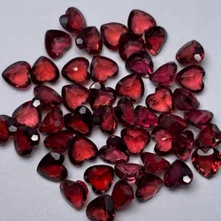 Wholesale 20pcs/pack Genuine Garnet 4mm Small Hearts Semi-Precious Gemstone Jewlery Cabochon Ring Face For Jewelry DIY