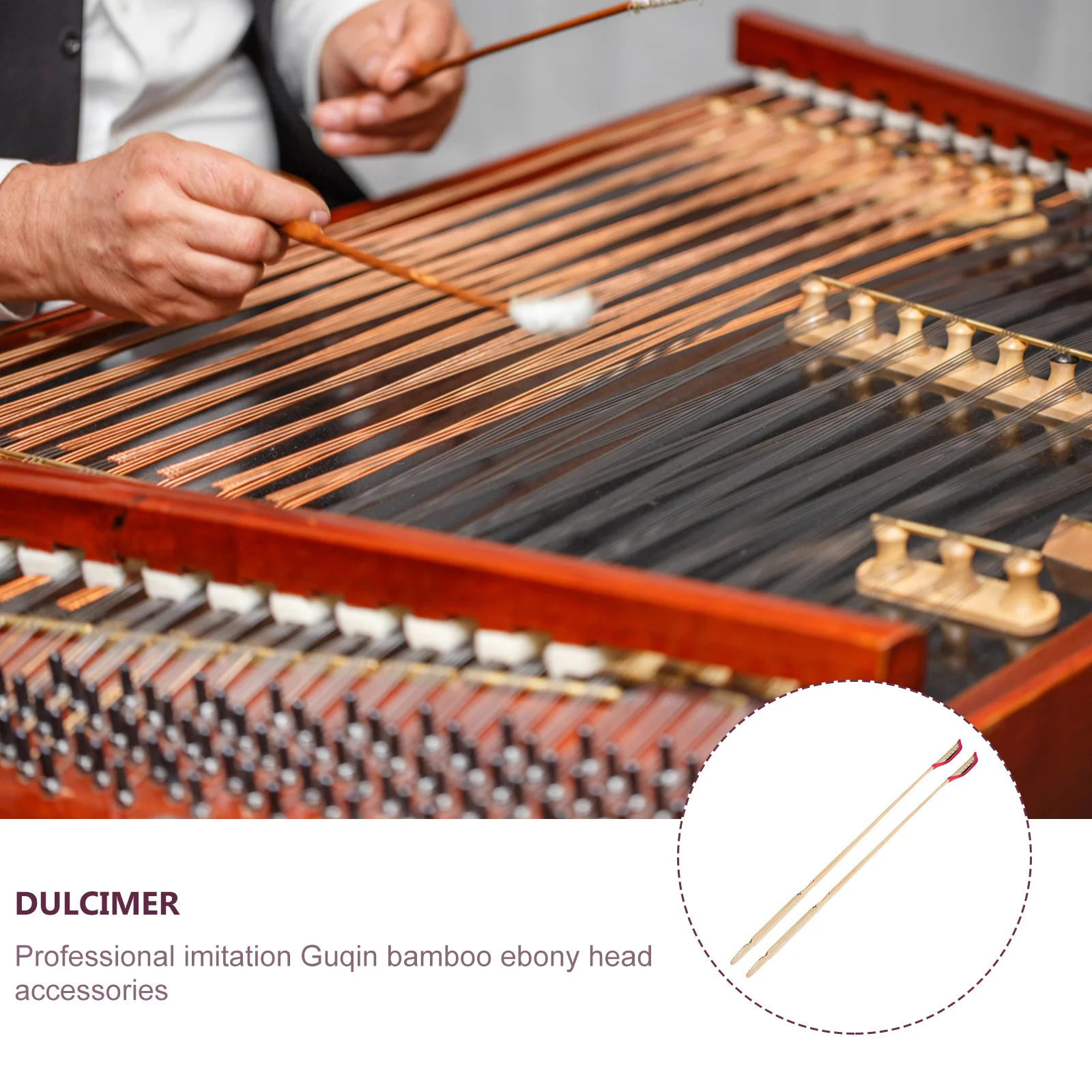 

2Pcs Ebony Strip Yangqin Bamboo Professional Sturdy Dulcimer Accessories Perfect for Yangqin Performance Supplies