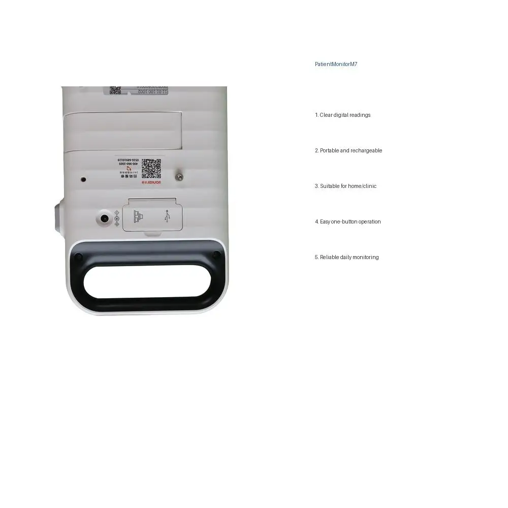 Multi Parameter Patient Monitor, ECG SpO2 NIBP TEMP RESP PR EtCO2, Color Display, Alarm Limits, Rechargeable