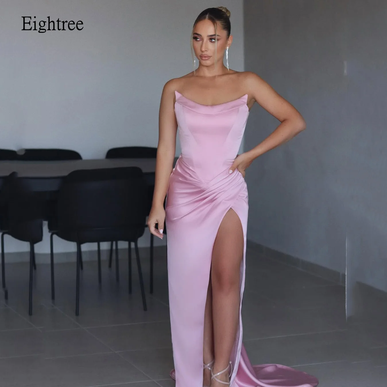 

Eightree Sexy Pink Mermaid Formal Prom Gowns Backless Evening Dress Side Split Women Party Dresses Vestidos de gala Customized