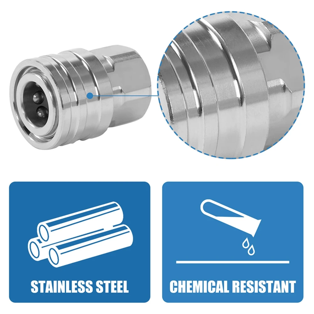 Imagem -04 - Pressão Lavadora Acoplador Quick Connect Fittings Macho e Fêmea Acessórios Rosca Externa Interna Aço Inoxidável