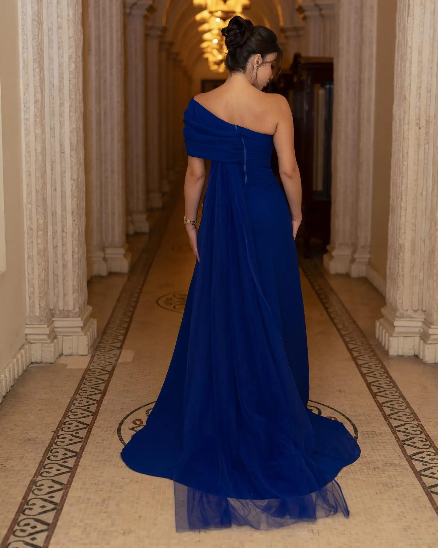 Lorrtta فسات Mohamed mioة Damesavondjurk Zeemeermin Elegante feestjurken 2025 Op maat gemaakte Плае dzi Blue One Shoulder Prom