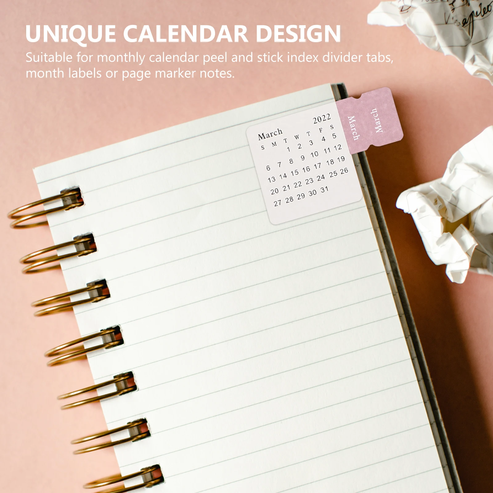

10 Pcs Index Sticker Stickers Calendar Monthly Tabs for Planner Label Cute Design Paper