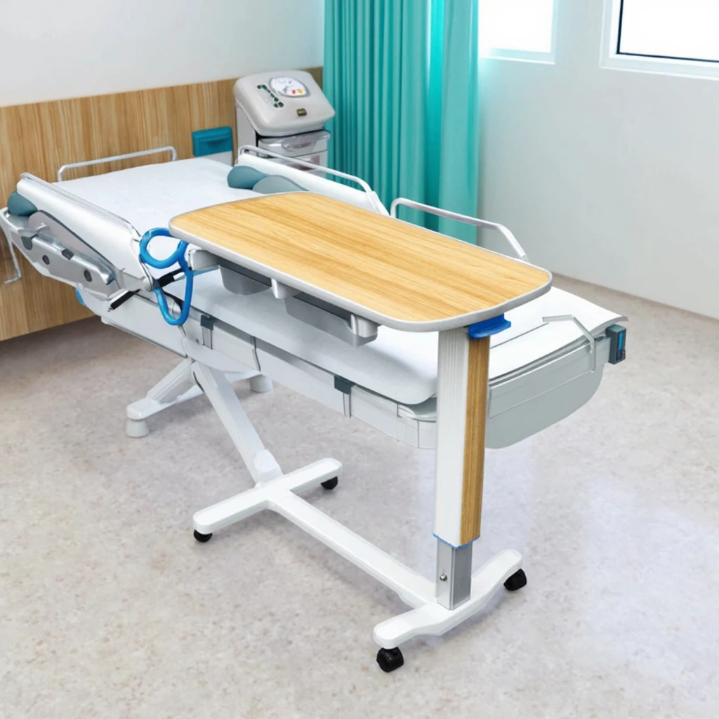 مستشفى وغرفة نوم معدنية حديثة عالية الجودة تستخدم طاولة طعام متحركة فوق السرير للمريض #4