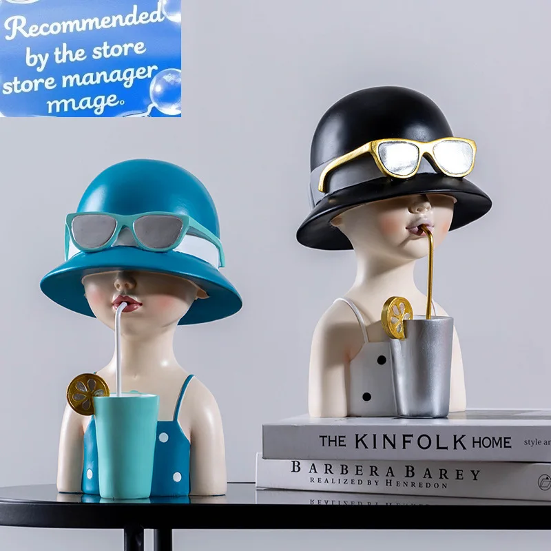 

Creative Nordic Cute Girl Resin Ornaments, Home Decor Crafts, Statue, Desk, Figurines Decoration, Bookcase Gifts for Couples