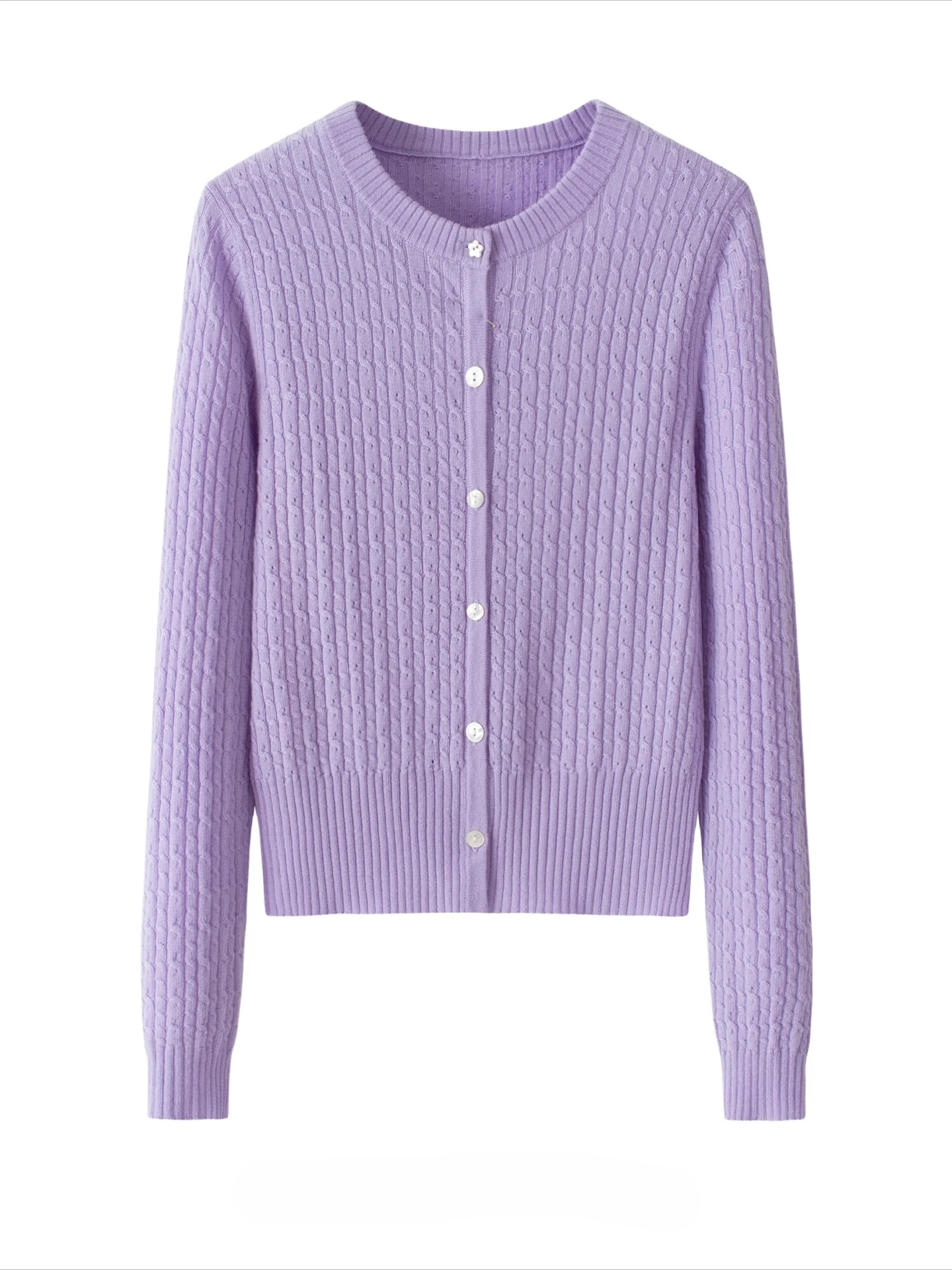 

Spring and Autumn New Product Woolen Sweater, 100% Sheep Wool Knitted Round Neck Long Sleeve Knitted Cardigan