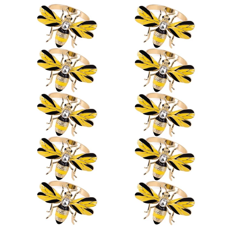 

LJL-Set Of 20 Bee Napkin Buckle Napkin Ring Alloy Insect Diamond Buckle Paper Towels Napkin Holder