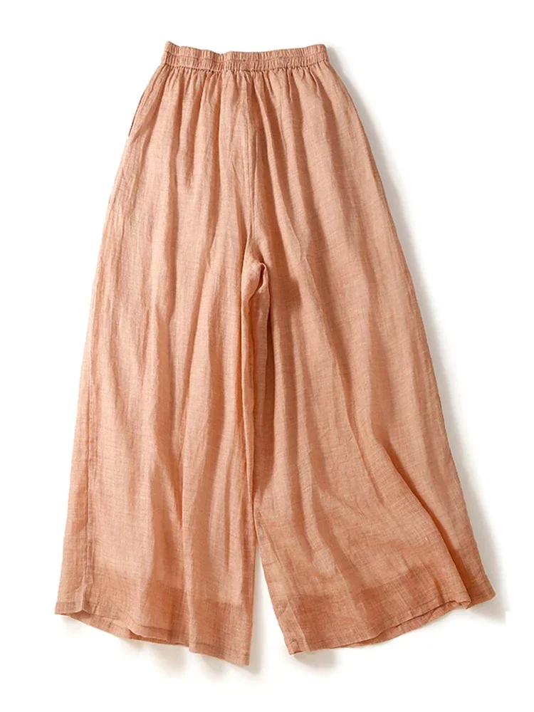 

2024 New Summer Women Thin Wide Leg Pants High Waist Draped Casual Loose Pants Oversized Cotton Blended Straight Trousers