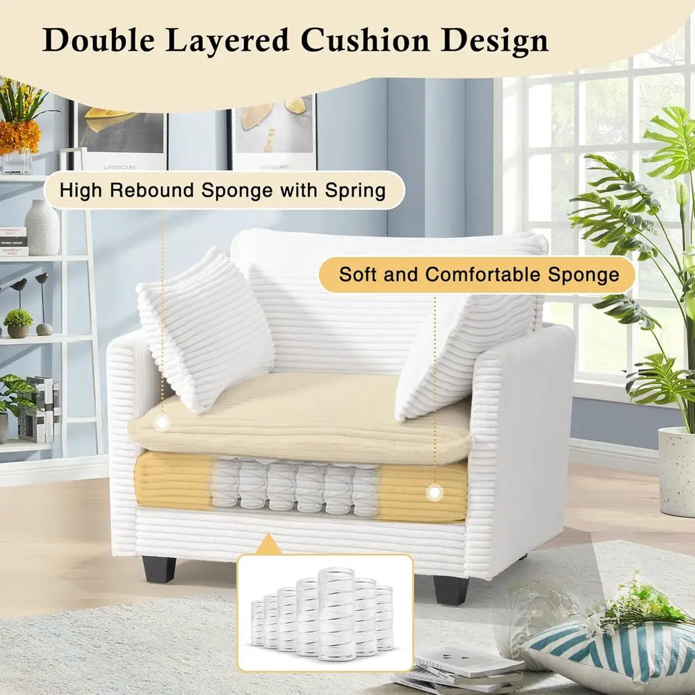 깊은 좌석과 2개의 쿠션이 있는 대형 모듈형 소파 섹셔널, 거실 공간을 위한 모던 코듀로이 소파