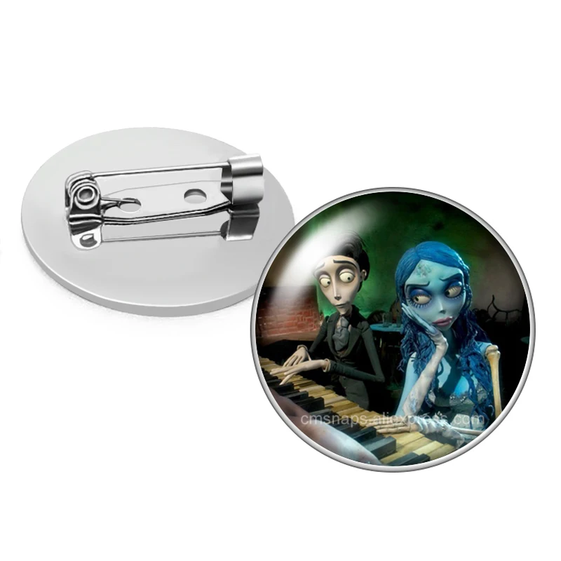 Disney Tim Burton\'s Corpse Bride Ghost Photo cabochon Brooch pinback button Bag Clothes Denim Jeans Lapel Pin Badge Jewelry