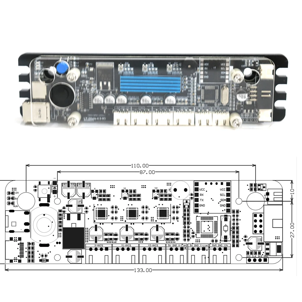 GRBL 32 bit Type-C Port Laser Engraving Machine Control Board 2-Axis Integrated Driver For Laser Engrave