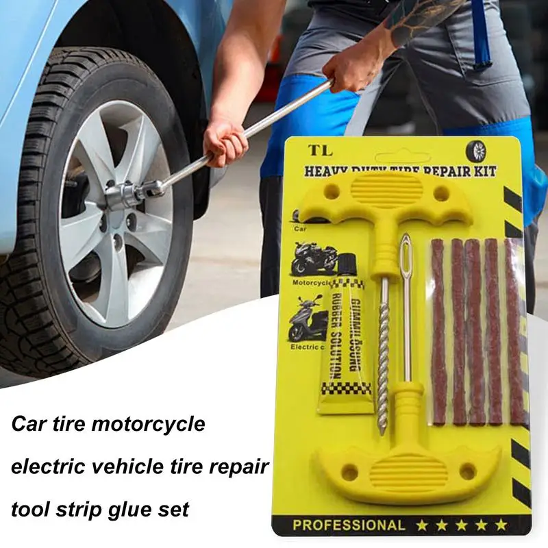 Car Flat Tire Repair Kit Bikes Tire Repair Tubeless Tire Repair Kit Lightweight Tire Patch Tools Tire Plugging Kits for Bicycles